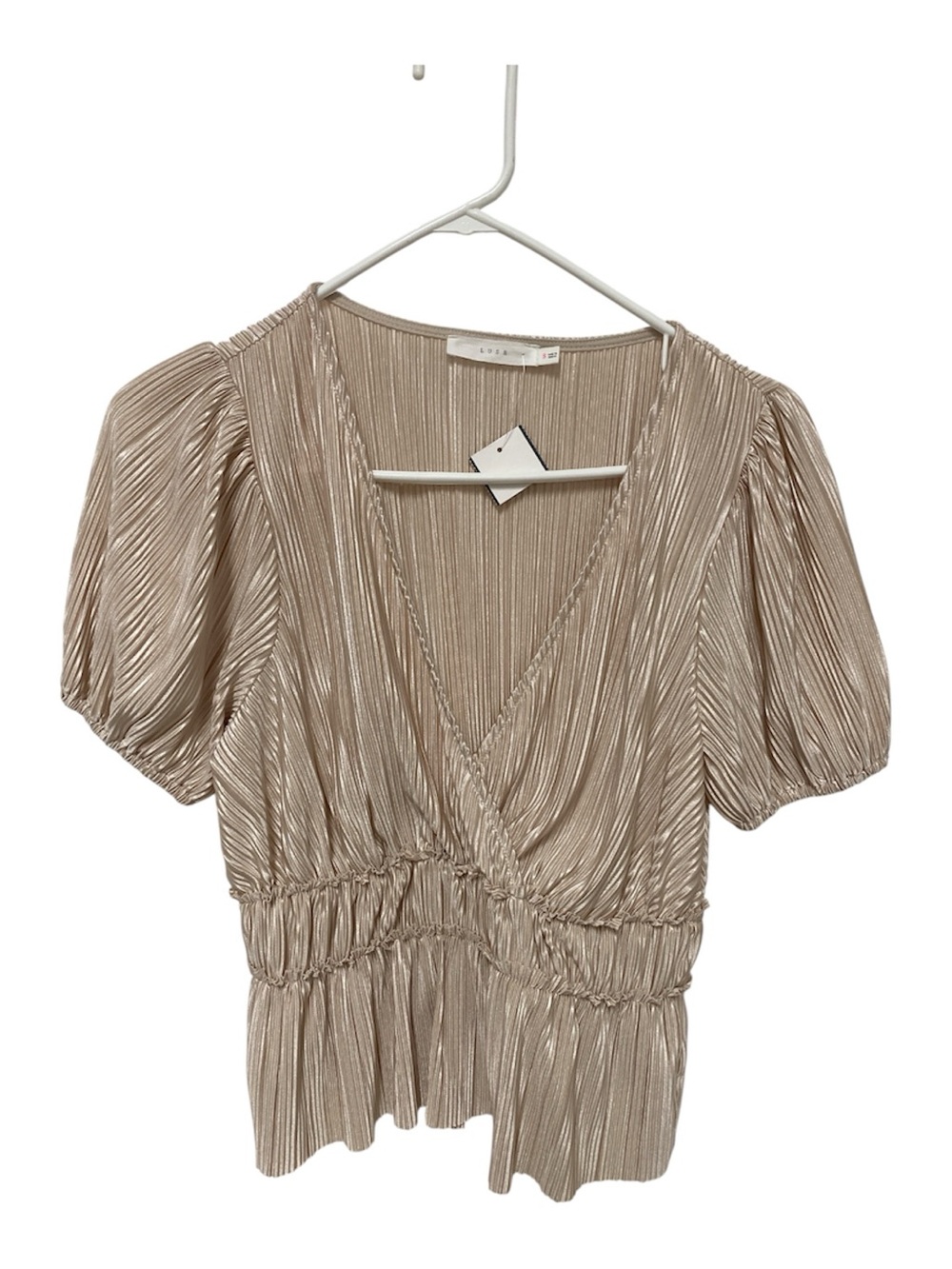 ⭐️ Lush Champagne Pink Pleated Wrap Style Top NWT